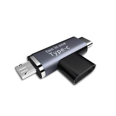 Type-C Female to Type-C Male + Micro USB Male 2-in-1 Mobile Phone Charging Adapter