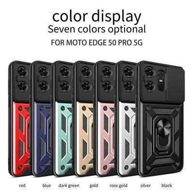 For Motorola Edge 50 Pro Sergeant Shockproof Drop-proof PC+TPU Phone Protective Case with Metal Ring Kickstand and Metal Patch 