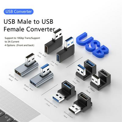 USB3.0 Male to Female Extension Adapter 90 Degree Right Angle Connector OTG Adapter Up Down 10Gbps USB Extension Plug Converter