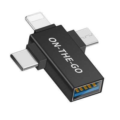 3 in 1 USB 3.0 to 8 Pin + Micro USB + USB-C / Type-C Interface Multifunctional OTG