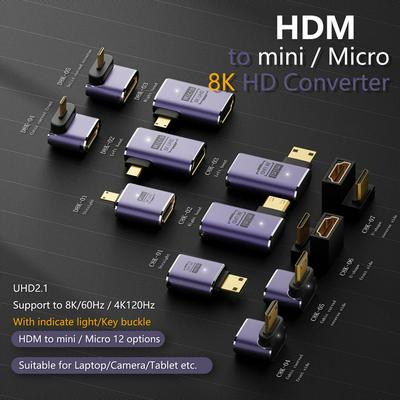 Aluminum alloy mini HDMI/micro HDMI male to HDMI female UHD 2.1 8K HD Converter Adapter 