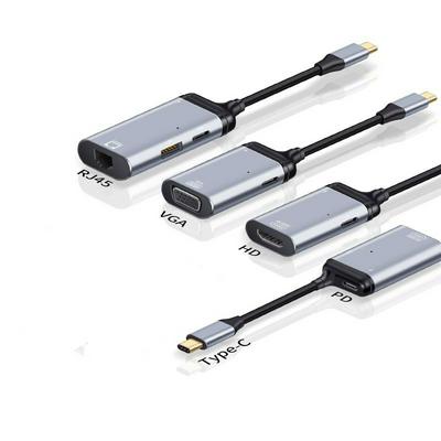 Type C Male to TV adapter video to DP1.4/miniDP/HDMI/RJ45/VGA Female PD Charger