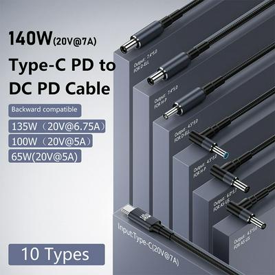 1.8m Type-C to DC PD 140W (20V 7A) laptop Charging Cable Power Cord