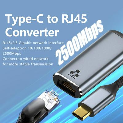 Type-C to RJ45 2500Mbps Ethernet Adapter Laptop LAN Network Converter