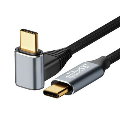 90-Degree Angled Type-C Male to Male USB3.1 Data Cable 10Gbps 100W Fast Charging Cable with E-marker Chip
