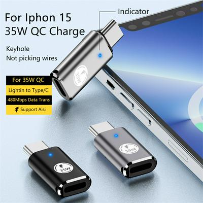 35W Type C to Lightning Adapter with LED USB-C Fast Charging Converter for iPhone15 14 13 12 IOS Female to Type C Connector Male