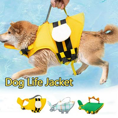 Cute Dog Life Jacket Vest for Flotation in Pool Beach Lake Buoyancy Ripstop Dog Safety Vest for Swimming Reflective Dog Swimsuit