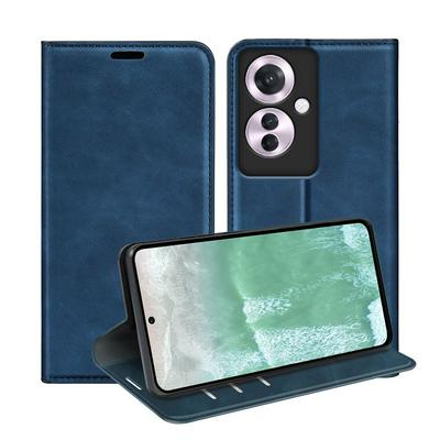 For Oppo Reno 11F Skin Feel Magnetic Attraction Flip Leather Wallet Case with Card Slot and Stand