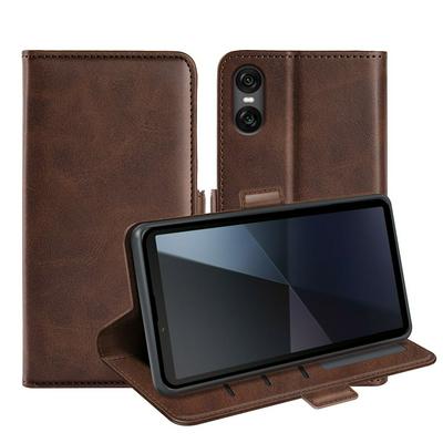 For Sony Xperia 10 VI Double Buckle Wallet Style Folio Flip Leather Case with Stand and Card Slots Function