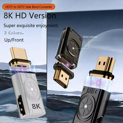 HDMI-Compatible 2.1 Magnetic Adapter Magnetic HDMI-Compatible Converter Male To Female 8K/60Hz 4K/120Hz 48Gbps 19Pin Contacts