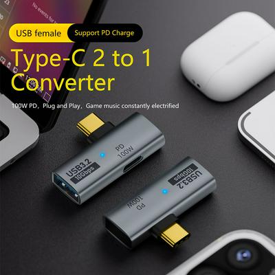 USB 3.2 Adapter Type-C to USB-A / USB-C Adapter 10Gbps OTG USB-C 2 to 1 Converter with PD 100W Charge