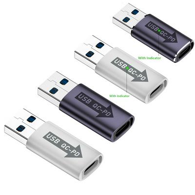 USB-A QC3.1 to Type-C PD Converter LED Indicator 10Gbps USB Adapter