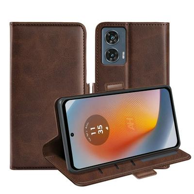 For Motorola Edge 50 Fusion Double Buckle Wallet Style Folio Flip Leather Case with Stand and Card Slots Function