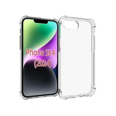 iPhone SE4 2024 Anti-Fingerprint Non-Slip Waterproof Four Corners Shockproof Transparent Soft TPU Back Cover Protective Case