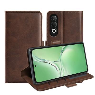 For OnePlus Nord CE 4 Double Buckle Wallet Style Folio Flip Leather Case with Stand and Card Slots Function