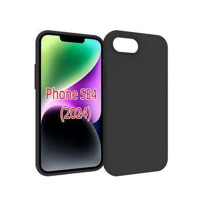 For iPhone SE4 2024 Black Matte Shockproof Durable Soft TPU Back Cover Phone Case 
