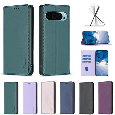 BF18 Protective Case for Google Pixel 9 Dermal dark magnetic field Leather Stand Phone Cover with Card Slots