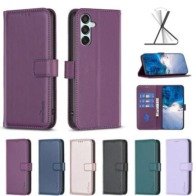 BINFEN COLOR BF17 For Samsung Galaxy M15 PU Leather Wallet Case Magnetic Folio Flip Stand Phone Cover