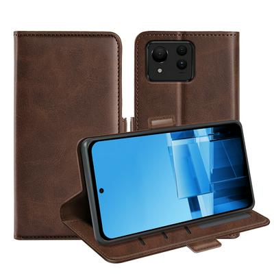 For Asus Zenfone 11 Ultra Double Buckle Wallet Style Folio Flip Leather Case with Stand and Card Slots Function