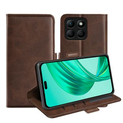 For Honor X8b 4G Double Buckle Wallet Style Folio Flip Leather Case with Stand and Card Slots Function