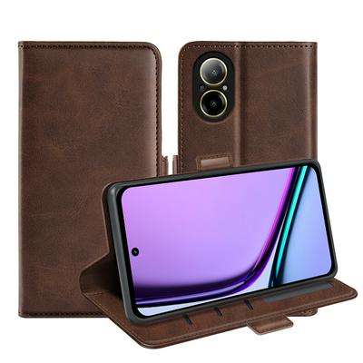 For Oppo Realme C67 4G Double Buckle Wallet Style Folio Flip Leather Case with Stand and Card Slots Function