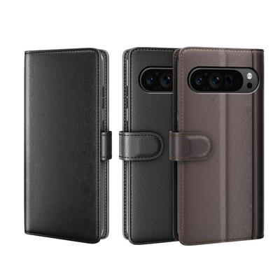 for Google Pixel 9 Pro Side Flip Wallet Style Genuine Leather + Soft TPU Card Slots with Stand and Magnetic Buckle Case 