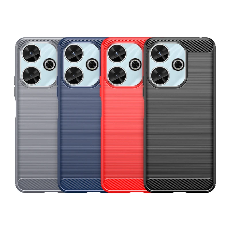 For Xiaomi Redmi 13 4G / Poco M6 4G Carbon Fiber Drawing Series Scratch Resistant Shock Absorption Soft TPU Back Cover Case
