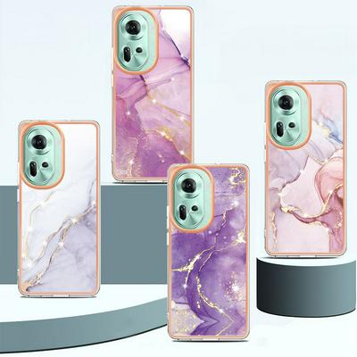 For Oppo Reno 11 5G IMD Marble Pattern Electroplated Phone Case IMD 2.0mm TPU Skin Anti-Scratch Cover