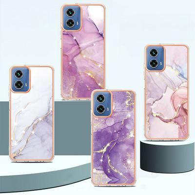For Motorola Moto G34 IMD Marble Pattern Electroplated Phone Case IMD 2.0mm TPU Skin Anti-Scratch Cover
