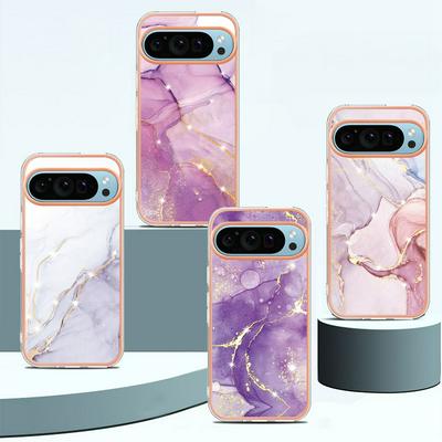 For Google Pixel 9 Pro IMD Marble Pattern Electroplated Phone Case IMD 2.0mm TPU Skin Anti-Scratch Cover