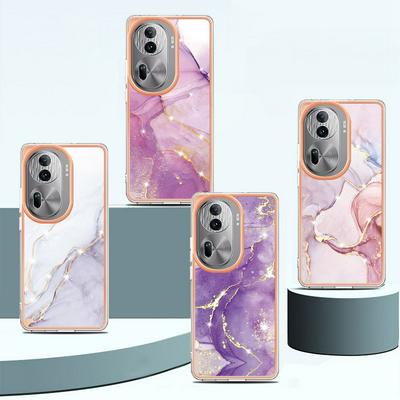 For Oppo Reno 11 Pro 5G/Reno 11 5G IMD Marble Pattern Electroplated Phone Case IMD 2.0mm TPU Skin Anti-Scratch Cover