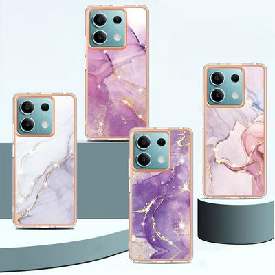 For Xiaomi Redmi Note 13 5G IMD Marble Pattern Electroplated Phone Case IMD 2.0mm TPU Skin Anti-Scratch Cover