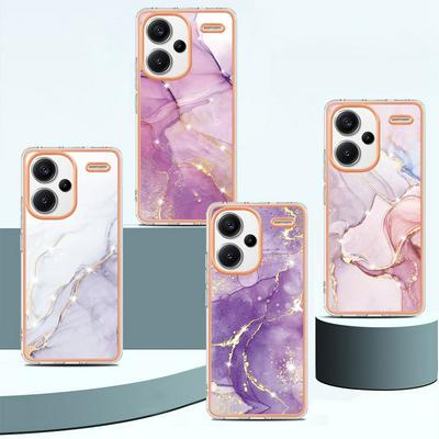 For Xiaomi Redmi Note 13 Pro Plus 5G IMD Marble Pattern Electroplated Phone Case IMD 2.0mm TPU Skin Anti-Scratch Cover