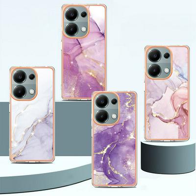 For Xiaomi Redmi Note 13 Pro 4G/Poco M6 Pro 4G IMD Marble Pattern Electroplated Phone Case IMD 2.0mm TPU Skin Anti-Scratch Cover
