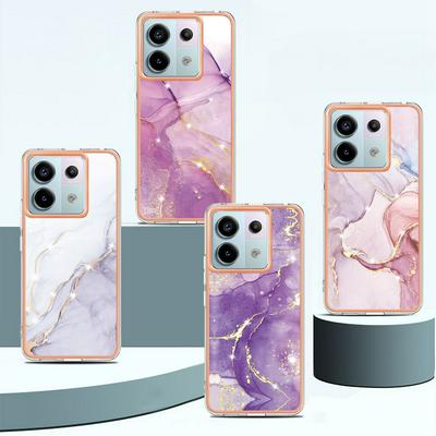 For Xiaomi Redmi Note 13 Pro 5G IMD Marble Pattern Electroplated Phone Case IMD 2.0mm TPU Skin Anti-Scratch Cover