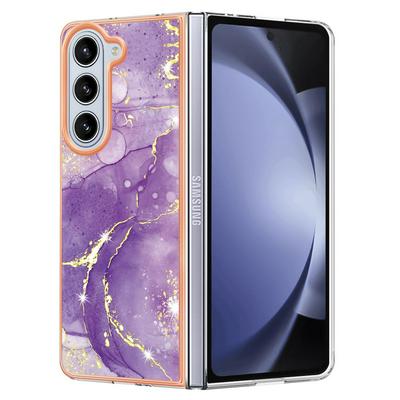For Samsung Galaxy Z Fold 5 IMD Marble Pattern Electroplated Phone Case IMD 2.0mm TPU Skin Anti-Scratch Cover