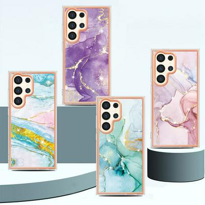 For Samsung Galaxy S24 Ultra IMD Marble Pattern Electroplated Phone Case IMD 2.0mm TPU Skin Anti-Scratch Cover