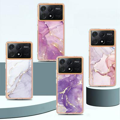 For Xiaomi Poco X6 Pro/Redmi K70E IMD Marble Pattern Electroplated Phone Case IMD 2.0mm TPU Skin Anti-Scratch Cover