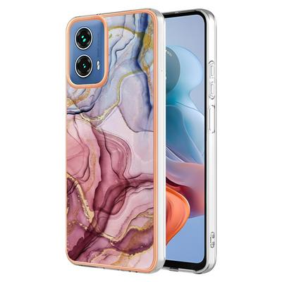 For Motorola Moto G34 IMD Marble Pattern Electroplated Phone Case IMD 2.0mm TPU Skin Anti-Scratch Cover