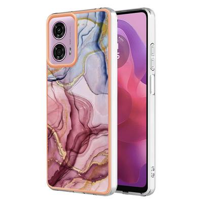 For Motorola Moto G04 4G/G24 4G IMD Marble Pattern Electroplated Phone Case IMD 2.0mm TPU Skin Anti-Scratch Cover