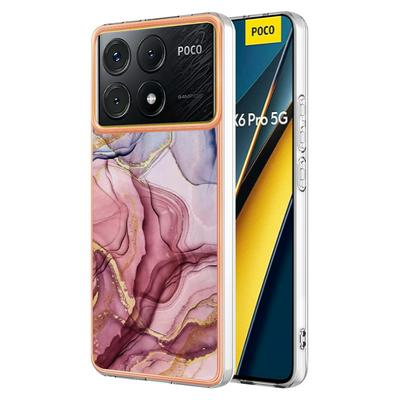 For Xiaomi Poco X6 Pro/Redmi K70E IMD Marble Pattern Electroplated Phone Case IMD 2.0mm TPU Skin Anti-Scratch Cover