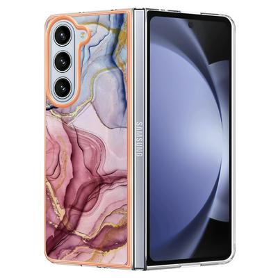 For Samsung Galaxy Z Fold 5 IMD Marble Pattern Electroplated Phone Case IMD 2.0mm TPU Skin Anti-Scratch Cover
