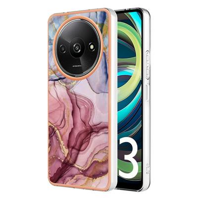 For Xiaomi Redmi A3 IMD Marble Pattern Electroplated Phone Case IMD 2.0mm TPU Skin Anti-Scratch Cover