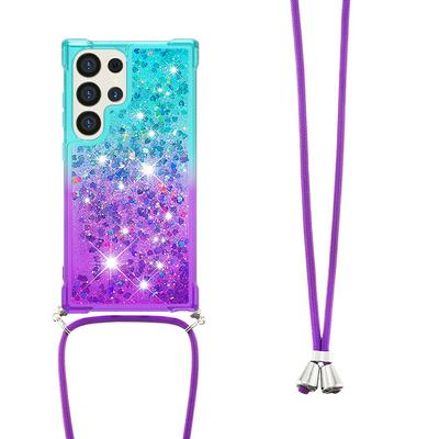 For Samsung Galaxy S25 Ultra Lanyard Anti-fall Gradient Quicksand Soft TPU Back Cover Phone Case