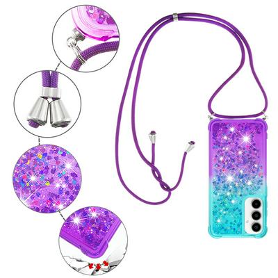 For Samsung Galaxy A55 Lanyard Anti-fall Gradient Quicksand Soft TPU Back Cover Phone Case