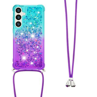 For Samsung Galaxy S25 Plus / S24 Plus Lanyard Anti-fall Gradient Quicksand Soft TPU Back Cover Phone Case