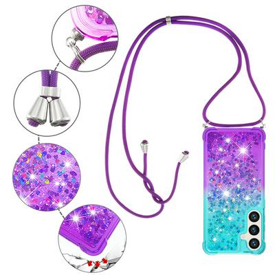 For Samsung Galaxy S24 Lanyard Anti-fall Gradient Quicksand Soft TPU Back Cover Phone Case