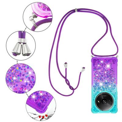 For Xiaomi Redmi A3 Lanyard Anti-fall Gradient Quicksand Soft TPU Back Cover Phone Case