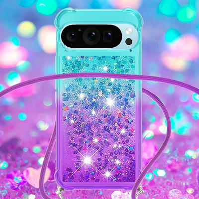For Google Pixel 9 Pro XL Lanyard Anti-fall Gradient Quicksand Soft TPU Back Cover Phone Case