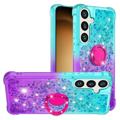 For Samsung Galaxy S24 Ring Buckle Anti-fall Scratch Resistant Gradient Quicksand Soft TPU Back Cover Phone Case